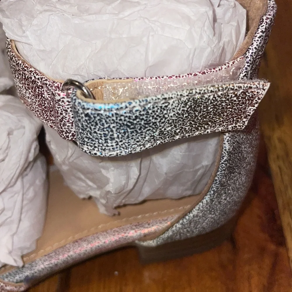 NEW Toddler GLITTER SPARKLE unicorn rainbow heel dress shoe color heel shoe 7